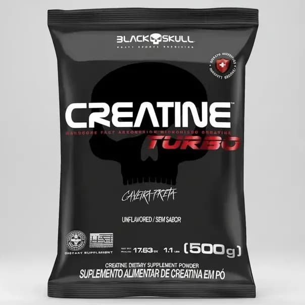 Creatine Turbo 500g Refil Black Skull USA Sem Sabor