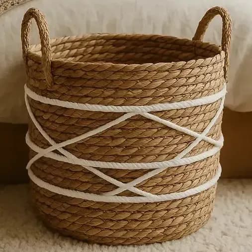 Cesto Decorativo Xale Manta Planta Arvore Sala Quarto Sacada