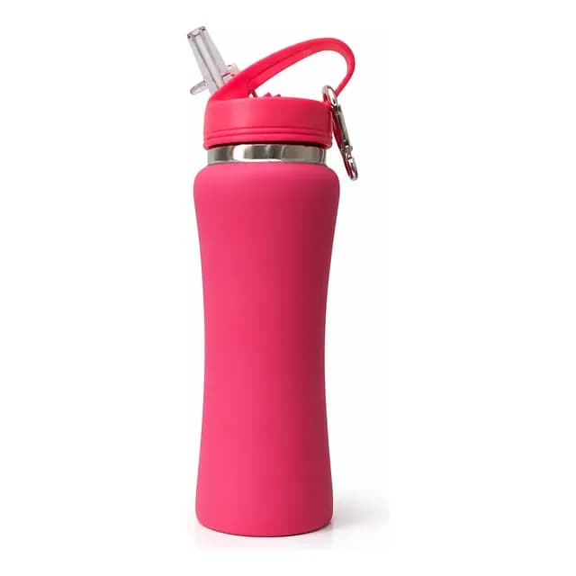 Garrafa Térmica Emborrachada 600 Ml Canudo Premium