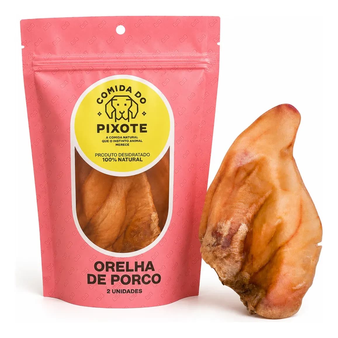 Orelha De Porco Pixote Mordedor 100% Natural Para Cães Marrom