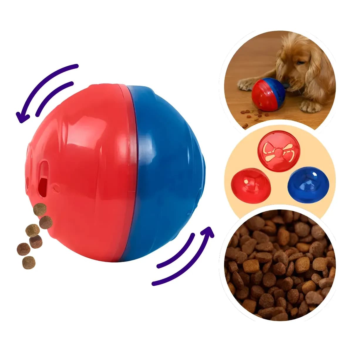 Brinquedo Comedouro Pet Ball Da Pet Games Para Cães Porte P Azul E Vermelho