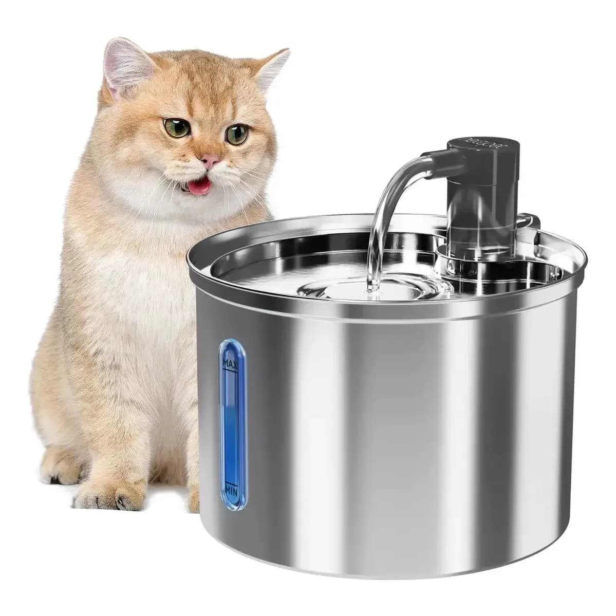 3l Fonte De Água De Aço Inoxidável Para Gatos E Cãe Newpet Prata