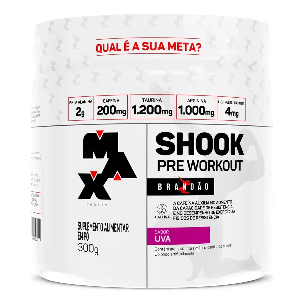 Pré-workout Shook Linha Rafael Brandão Pote 300g Pré-treino Sabor Uva
