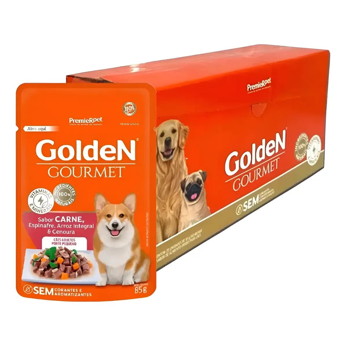Kit 20 Sachês Golden Gourmet Cães Adultos Pequenos Carne 85g