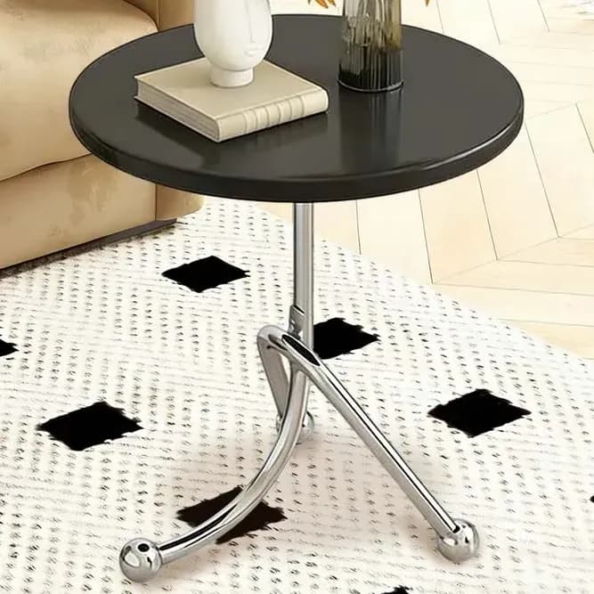 Mesa de Apoio Redonda Preta para Sala, Quarto e Sofá