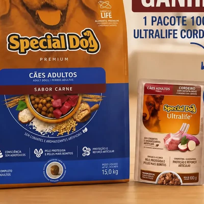 Ração Special Dog Para Cães Adultos Sabor Carne 15kg +brinde