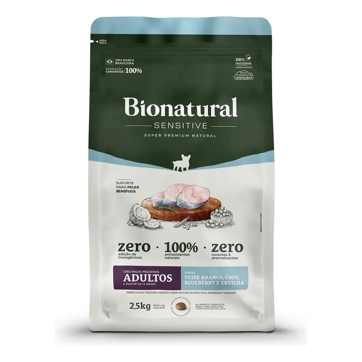 Ração Bionatural Sensitive Cão Adulto Raça Pequena 2,5kg
