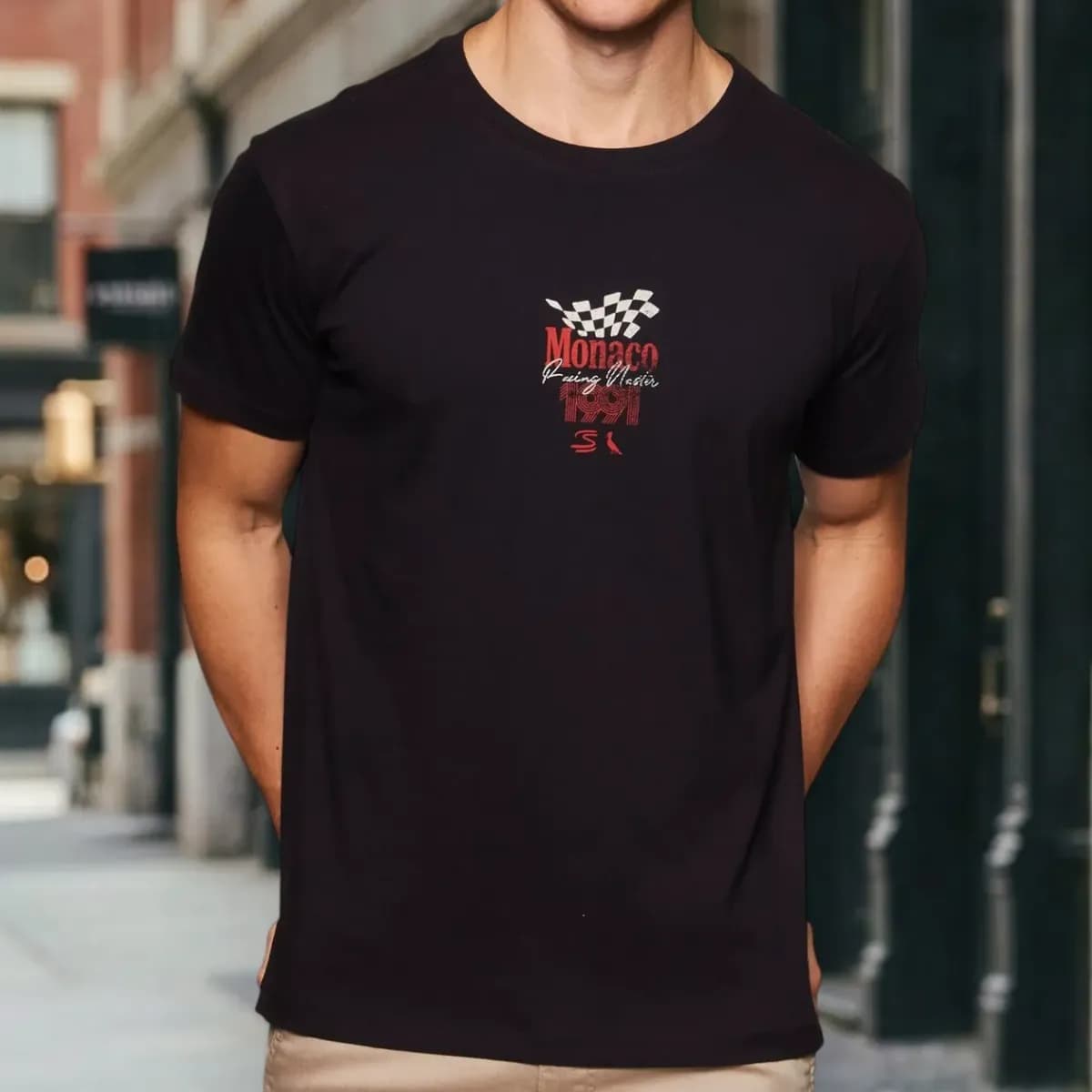 Camiseta Monaco 1991 Reserva Preto Senna Monaco G Estampa Localizada