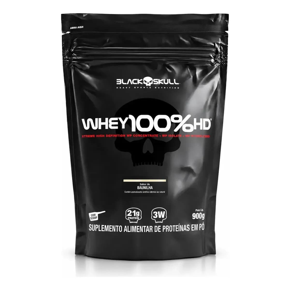 Whey Protein 100% HD Black Skull 900g Baunilha Refil