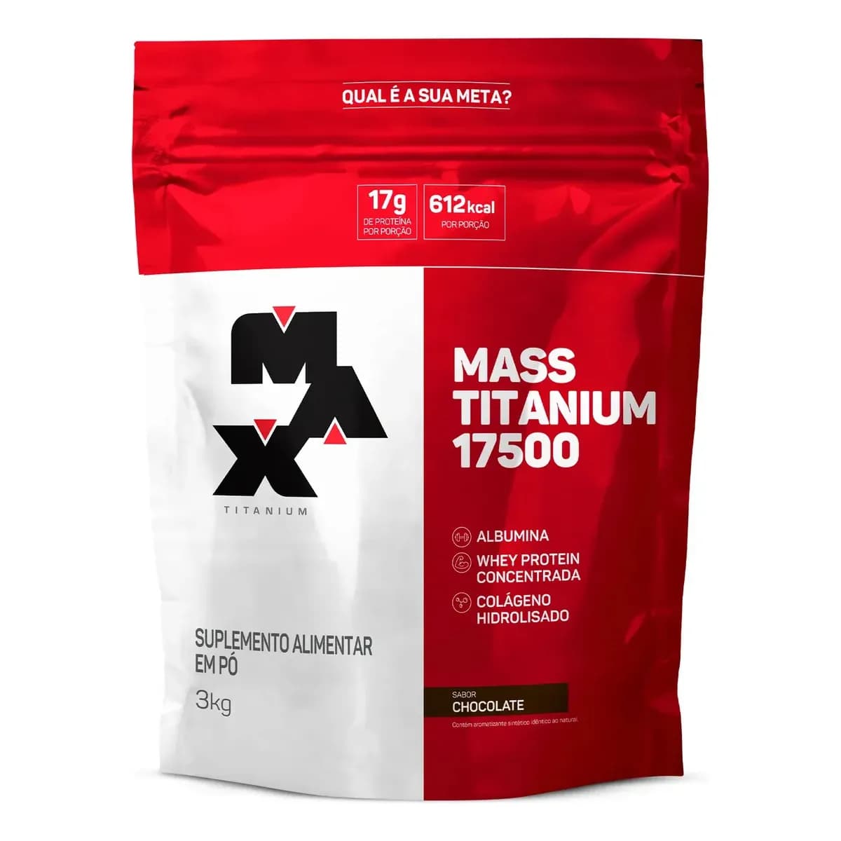 Suplemento em pó Max Titanium Mass Titanium Refil 17500 Carboidratos sabor Chocolate x 3kg