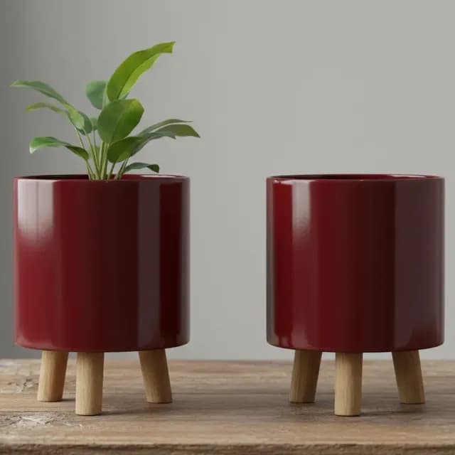 Kit 2 Vasos Cachepot Acrílico Tripé 19x15 Cm Aparador Mesa