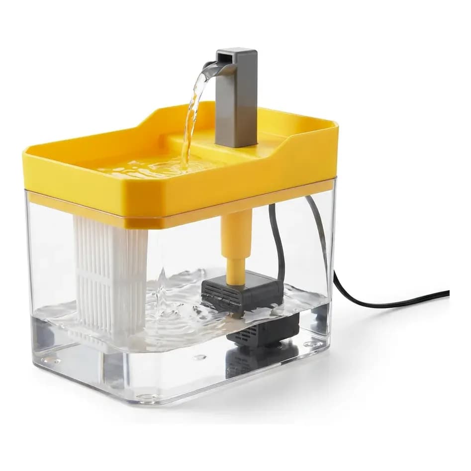 Fonte De Água P/ Gato 110v Silenciosa Filtro Bebedouro Pet 127v Amarelo