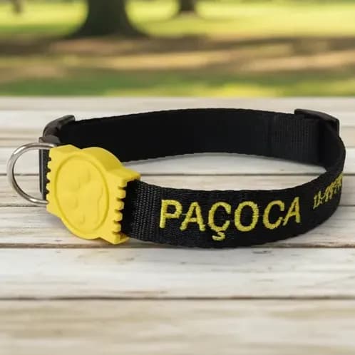 Coleira Para Cachorro Personalizada Nome Telefone Bordados