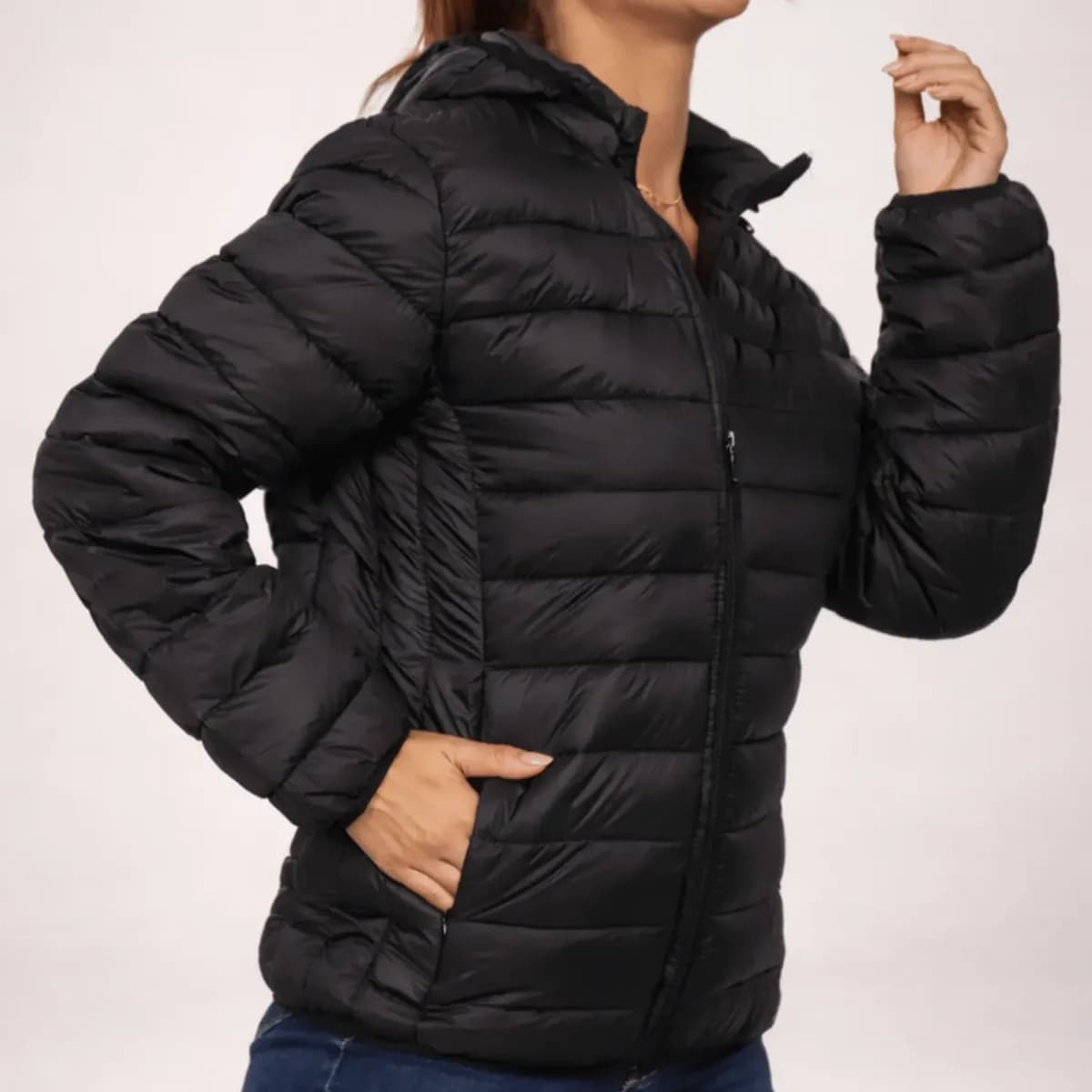 Jaqueta Bobojaco Feminina Puffer Impermeavel Capuz Removível Preto M