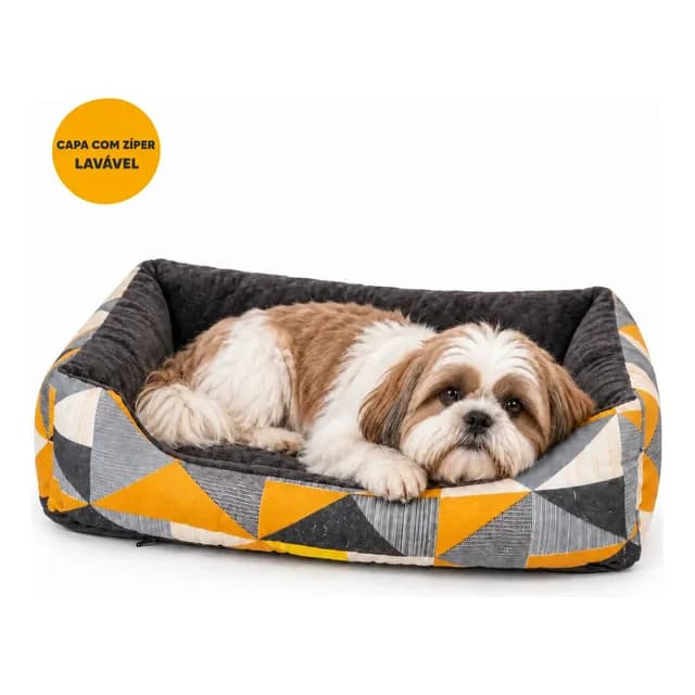 Cama Pet Cachorro Gato Médio 70x50 Lavável Zíper Antifriagem
