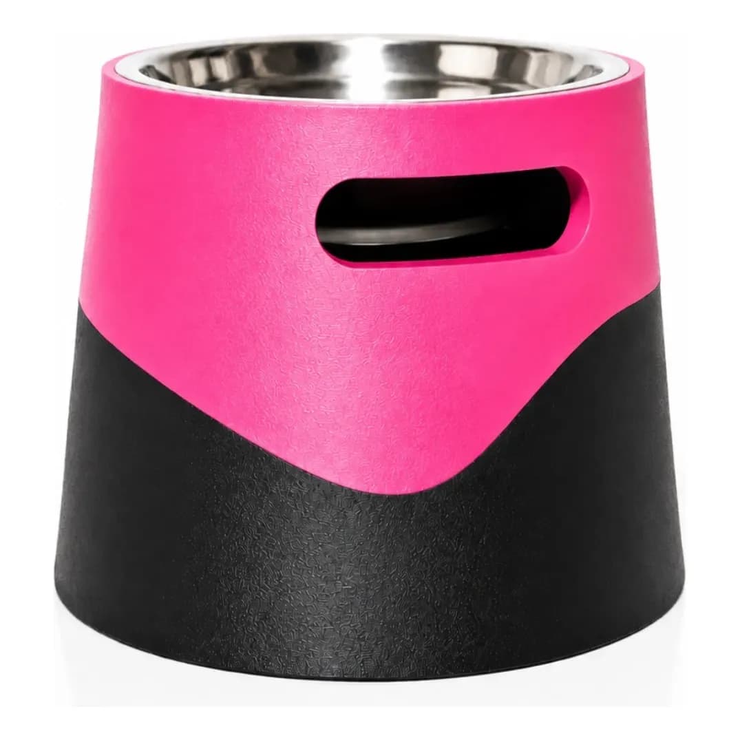 Comedouro Elevado Com Tigela De Inox 500ml, 14cm De Altura N/s Rosa-chiclete