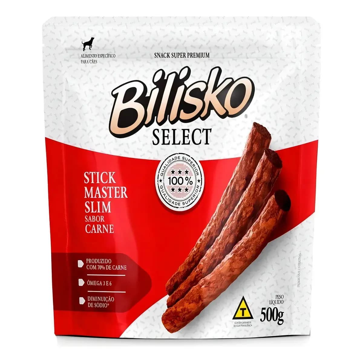 Petisco Bilisko Para Cães Palito Fino Sabor Carne 500g