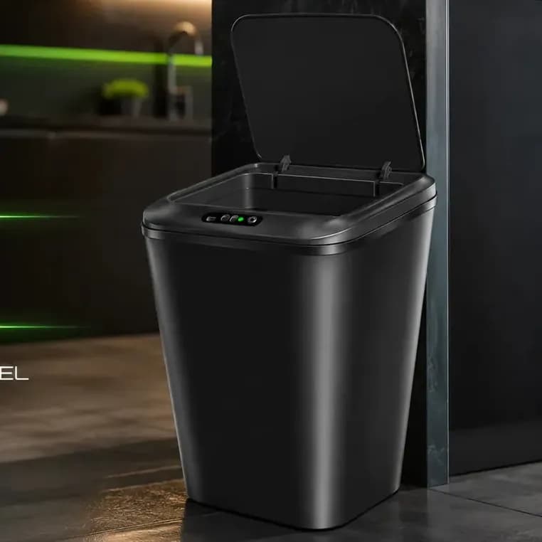Lixeira Inteligente 16 Litros Com Sensor Automático Recarregável Usb Tampa Touchless Anti Odor Ideal Para Banheiro Cozinha Escritório Cor Preto