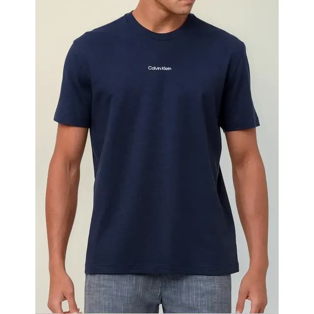 Camiseta Calvin Klein Flame Front Logo Azul Marinho