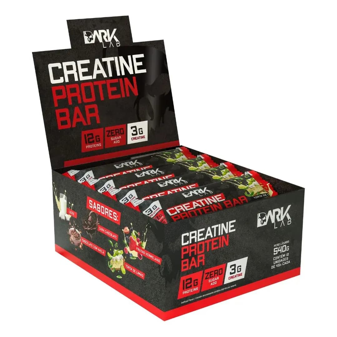 Creatine Protein Bar 12 Un 45g Dark Lab Sabor Torta de Limão