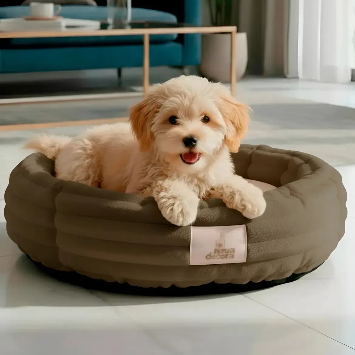 Cama Cachorro Gato Nuvem Ninho Caminha Pet Redonda 50cm Cor Mocha