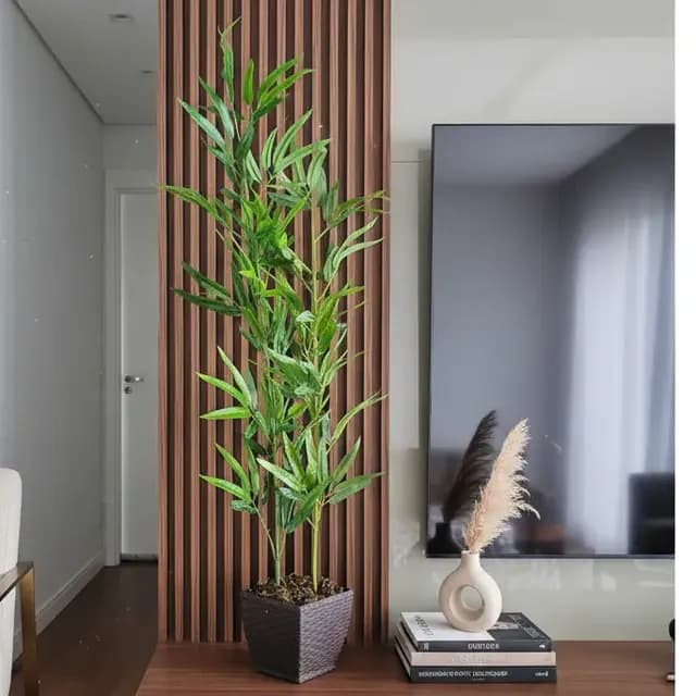Vaso Folha Bambu Planta Artificial Galho Arranjo Mesa Vara