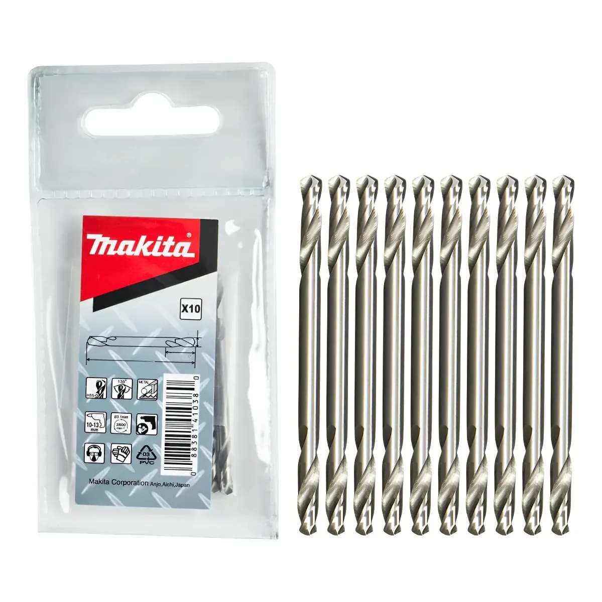 Kit C/ 10 Brocas Finas 3mm Para Metal Makita B-26668 Aço Hss