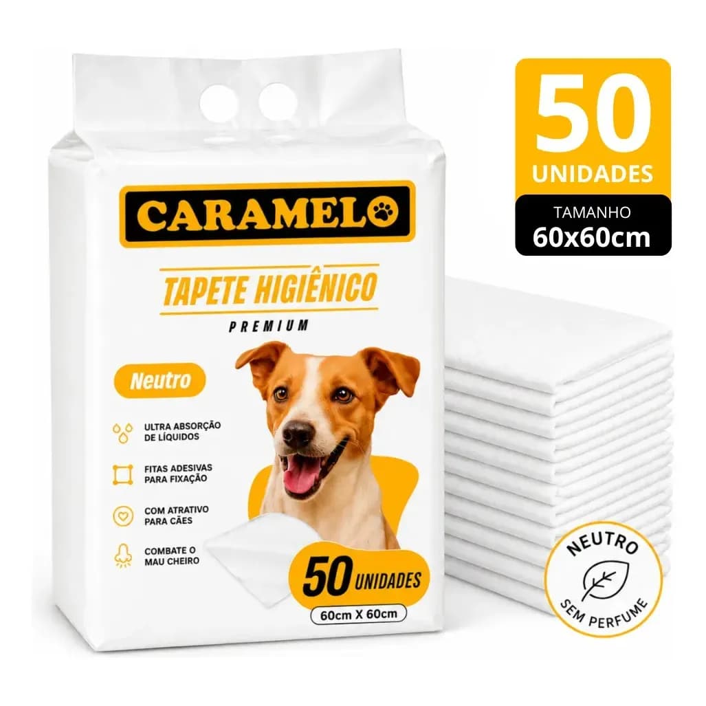 Tapete Higiênico Caramelo 60x60cm 50 Unidades