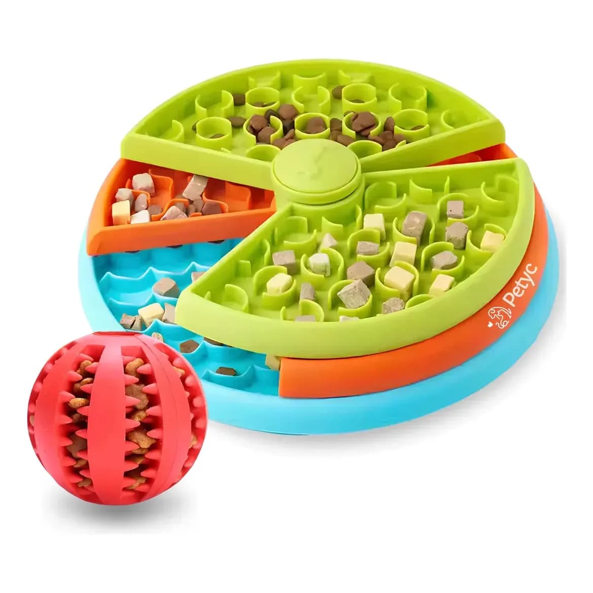Comedouro Labirinto + Bolinha Porta-Petisco Cães Gatos Alimentação Gradual Estímulo Mental Antigula Refeição Saudável Brinquedo Interativo Dispenser Ração Petiscos Base Antiderrapante
