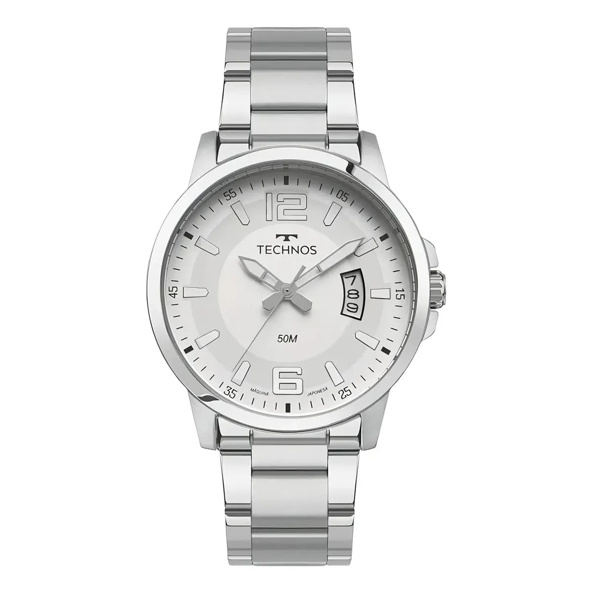 Relógio Technos Racer Prata Masculino Branco Aço 2315LAR1A