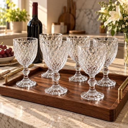 Jogo de 6 Taças de Vidro Diamond Transparente, 340ml, Design Canelado Elegante, 15cm de Altura, para Água, Suco e Drinks Premium