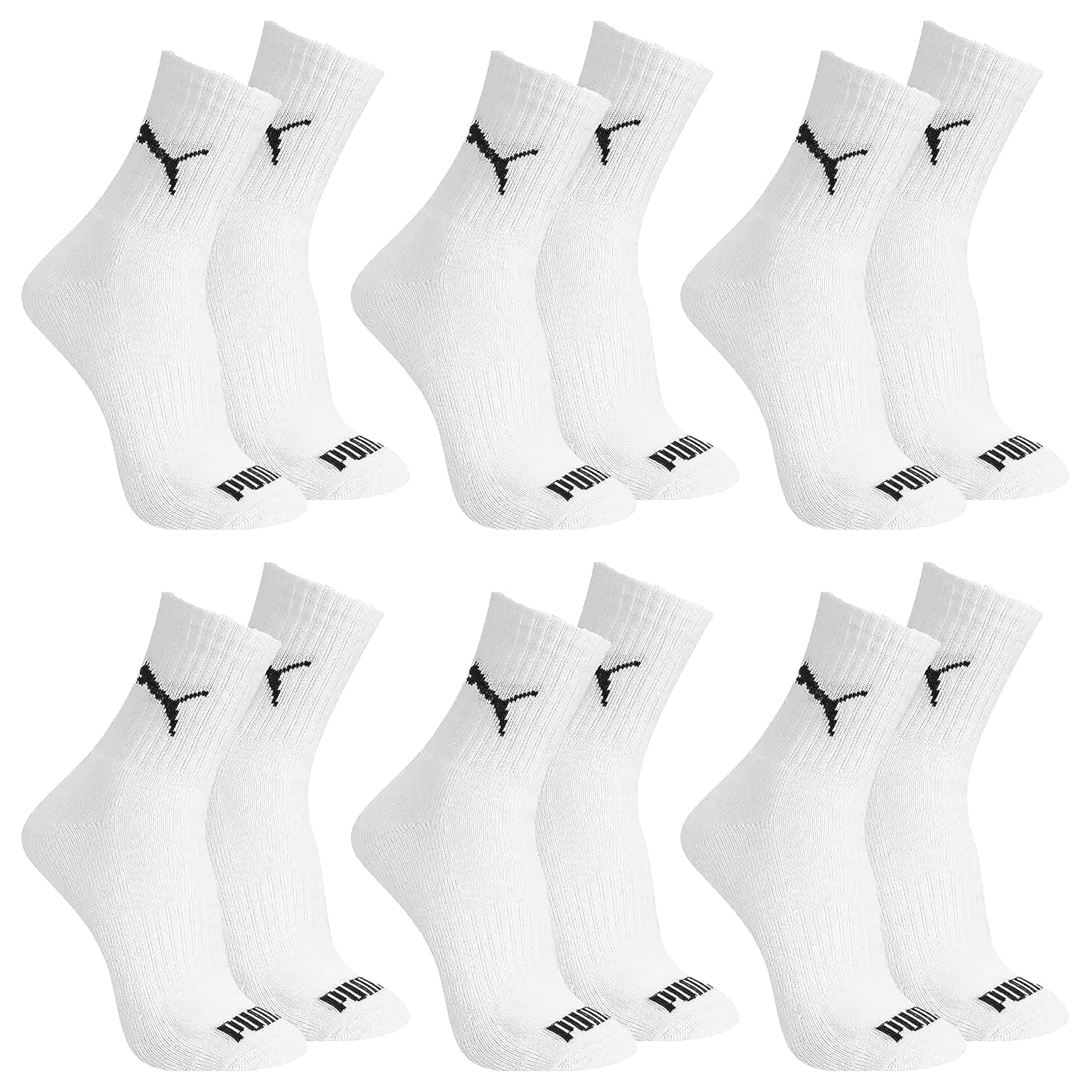 Kit 6 Pares Meia Cano Médio Alto Atoalhada Esportiva Algodão Masculina Feminina Unissex Adulto Academia Dia a Dia Puma