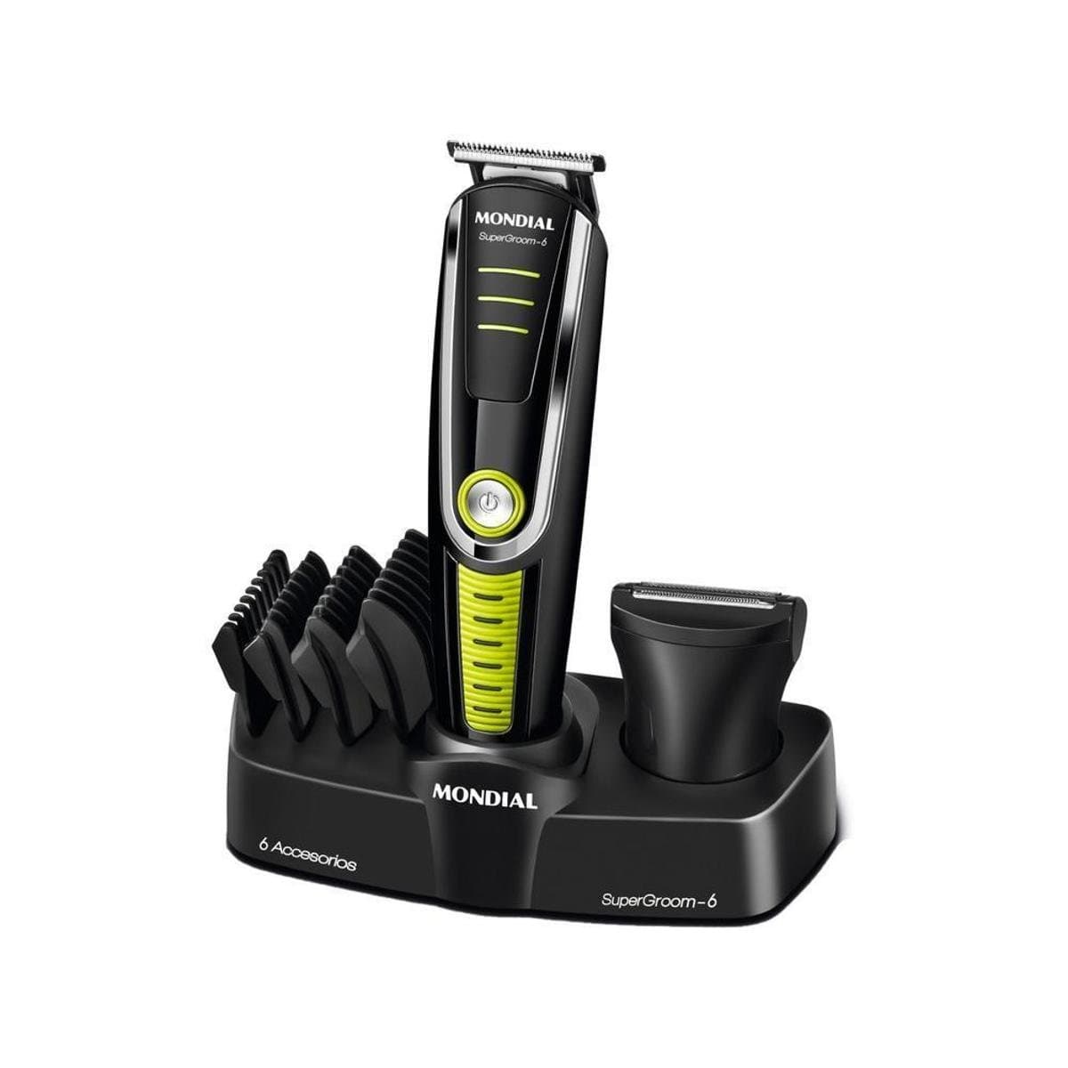 Aparador De Pelos Mondial Super Groom 6 Em 1 Preto verde
