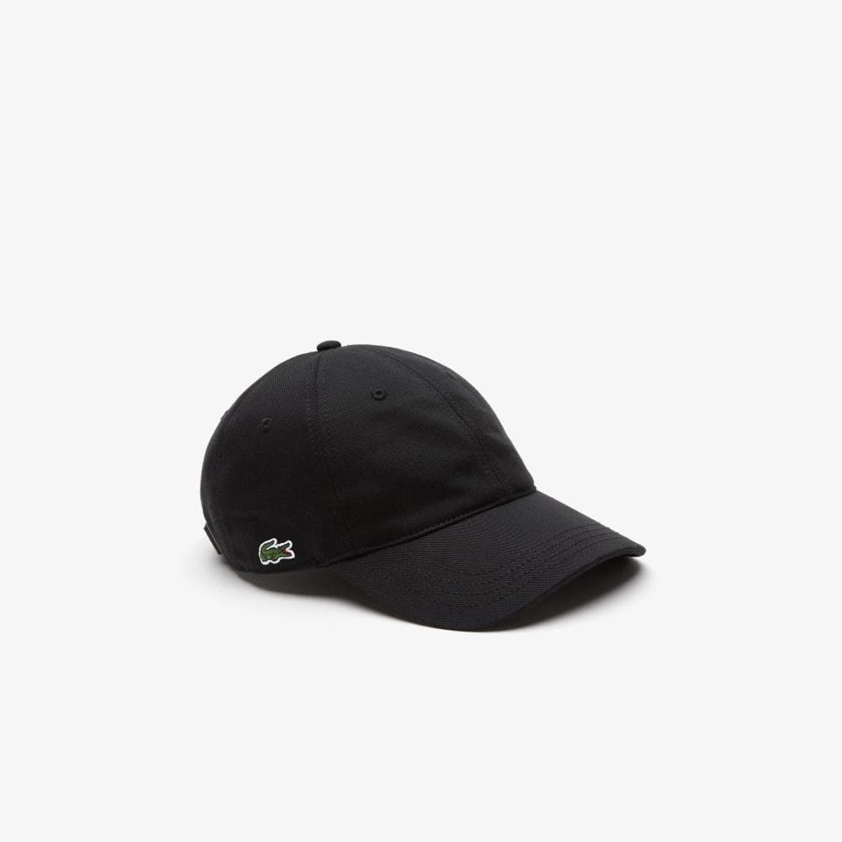 Bone Lacoste Em Sarja De Algodao Organico Preto