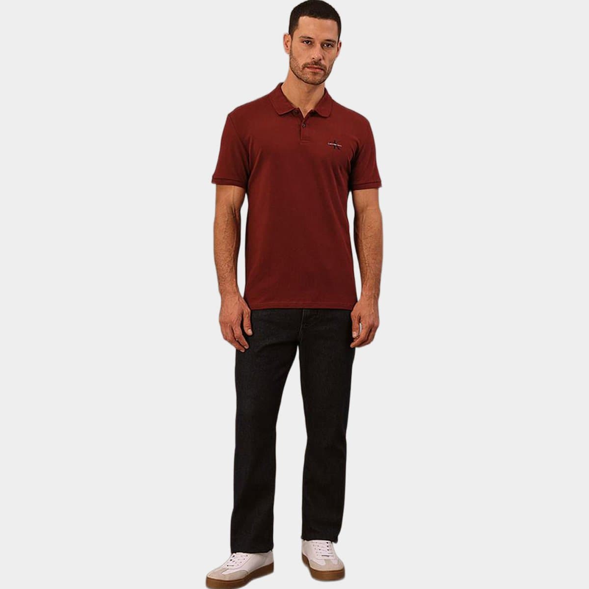 Camisa Polo Calvin Klein Re Issue Masculina Bordo