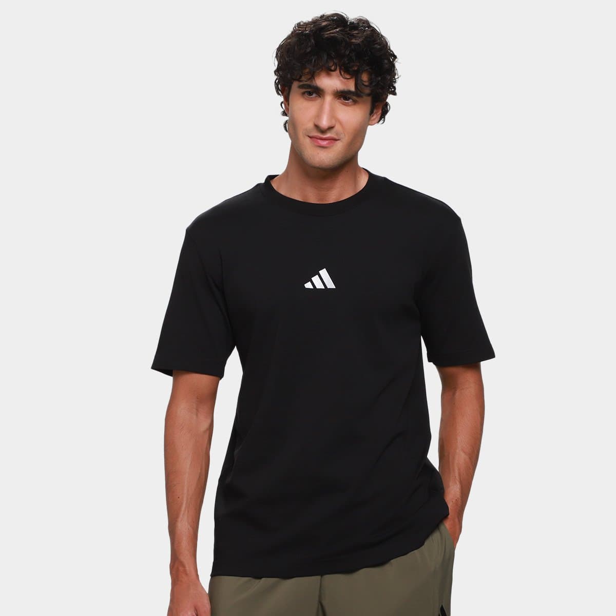 Camiseta Adidas Small Logo Masculina Preto branco