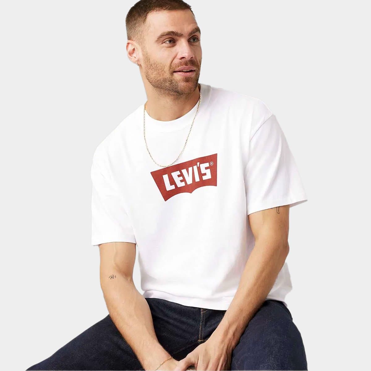 Camiseta Levis Vintage Bw Graphic Masculina Branco vermelho