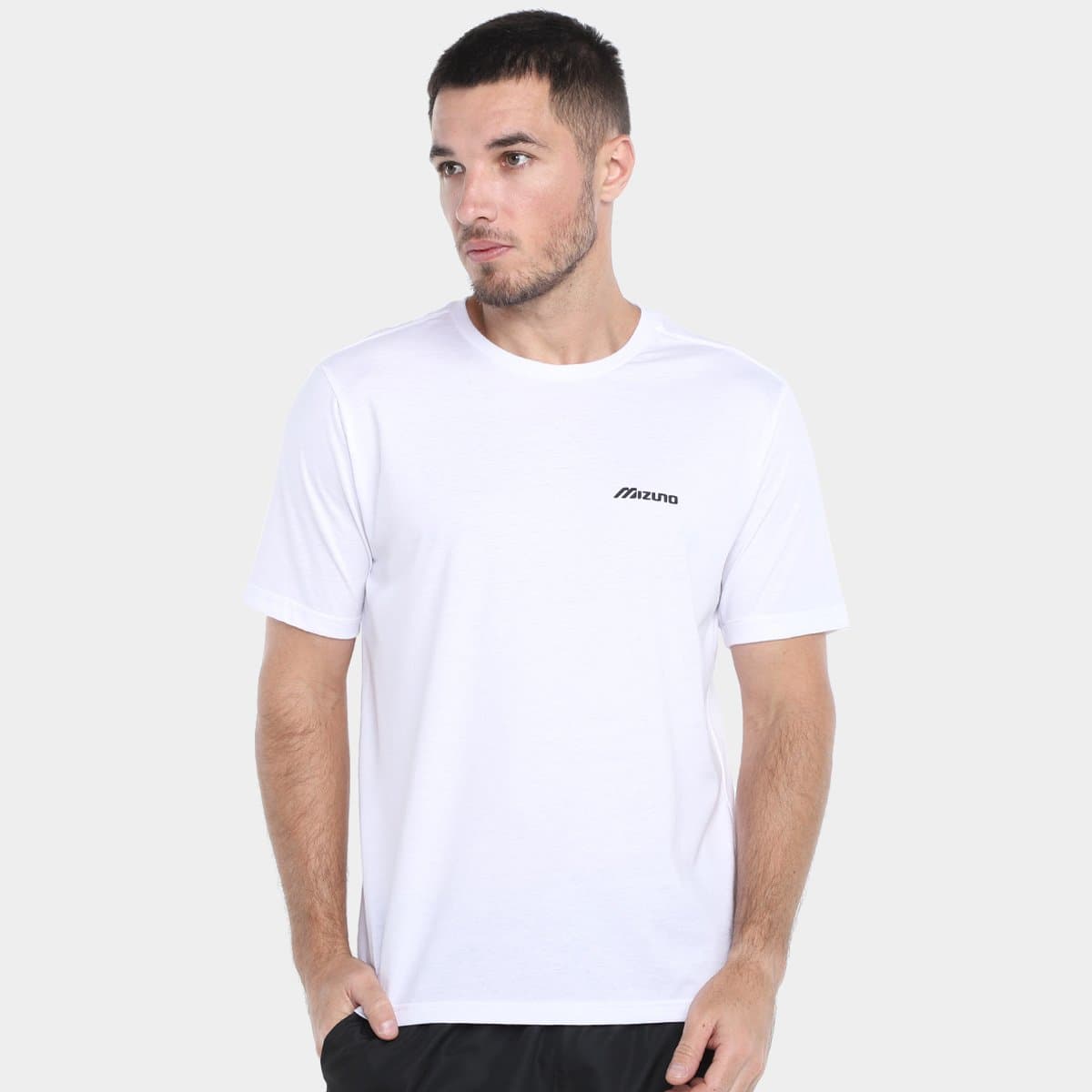 Camiseta Mizuno Basic Logo Masculina Branco preto