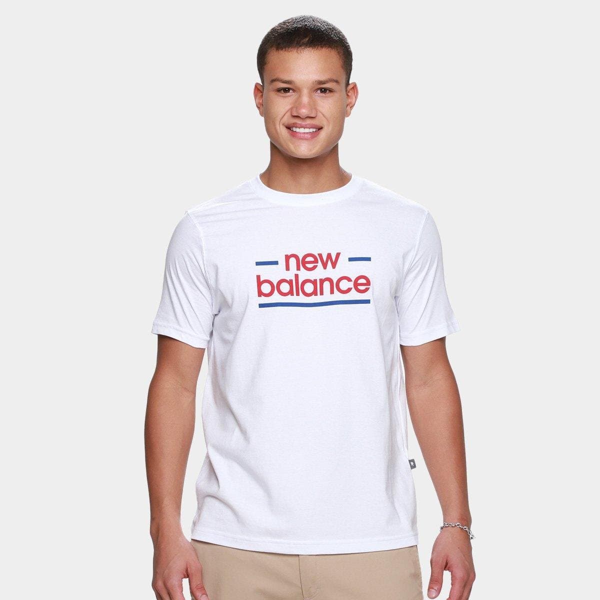 Camiseta New Balance Linear Lines Masculina Branco