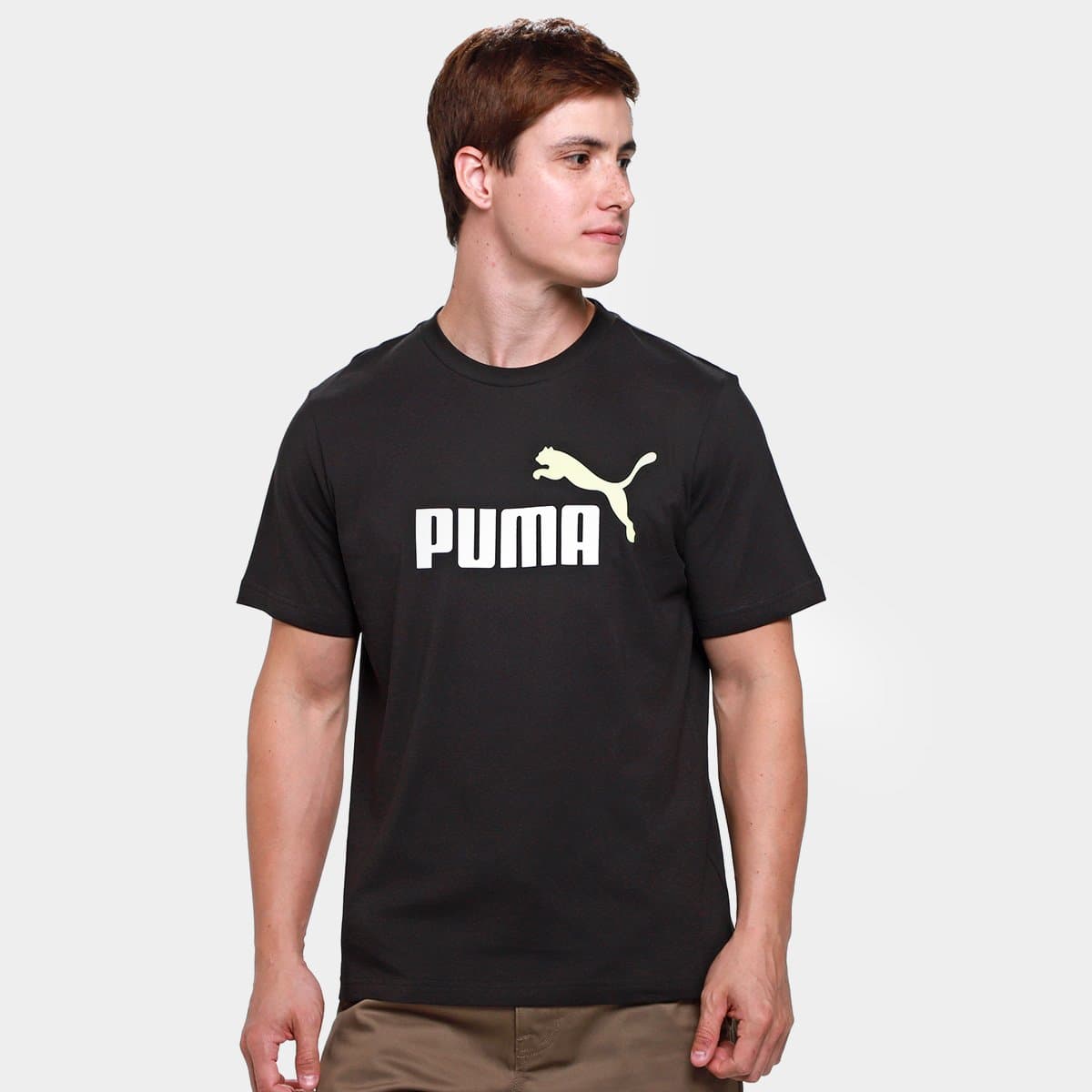 Camiseta Puma 2 Color No 1 Logo Masculina Preto prata