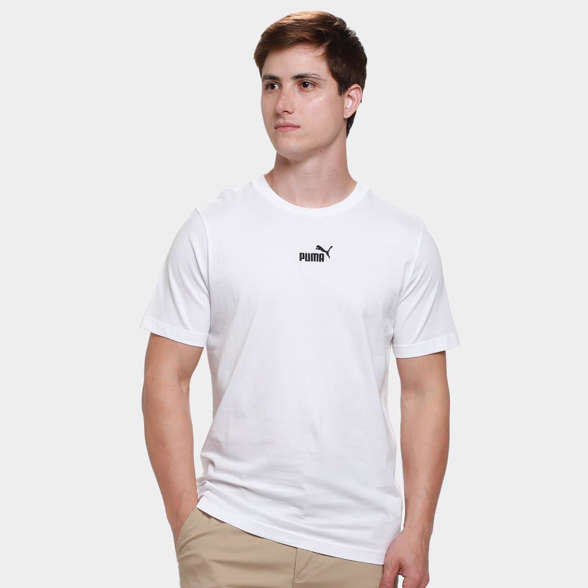 Camiseta Puma Small No1 Centered Masculina Branco