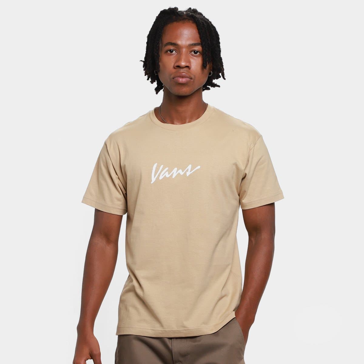 Camiseta Vans Classic Script Masculina Bege