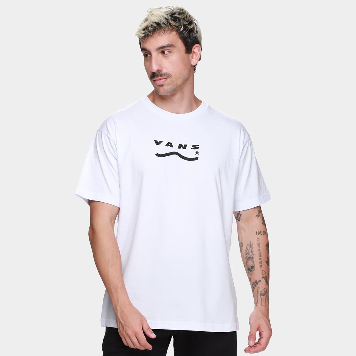 Camiseta Vans Determined Masculina Branco preto