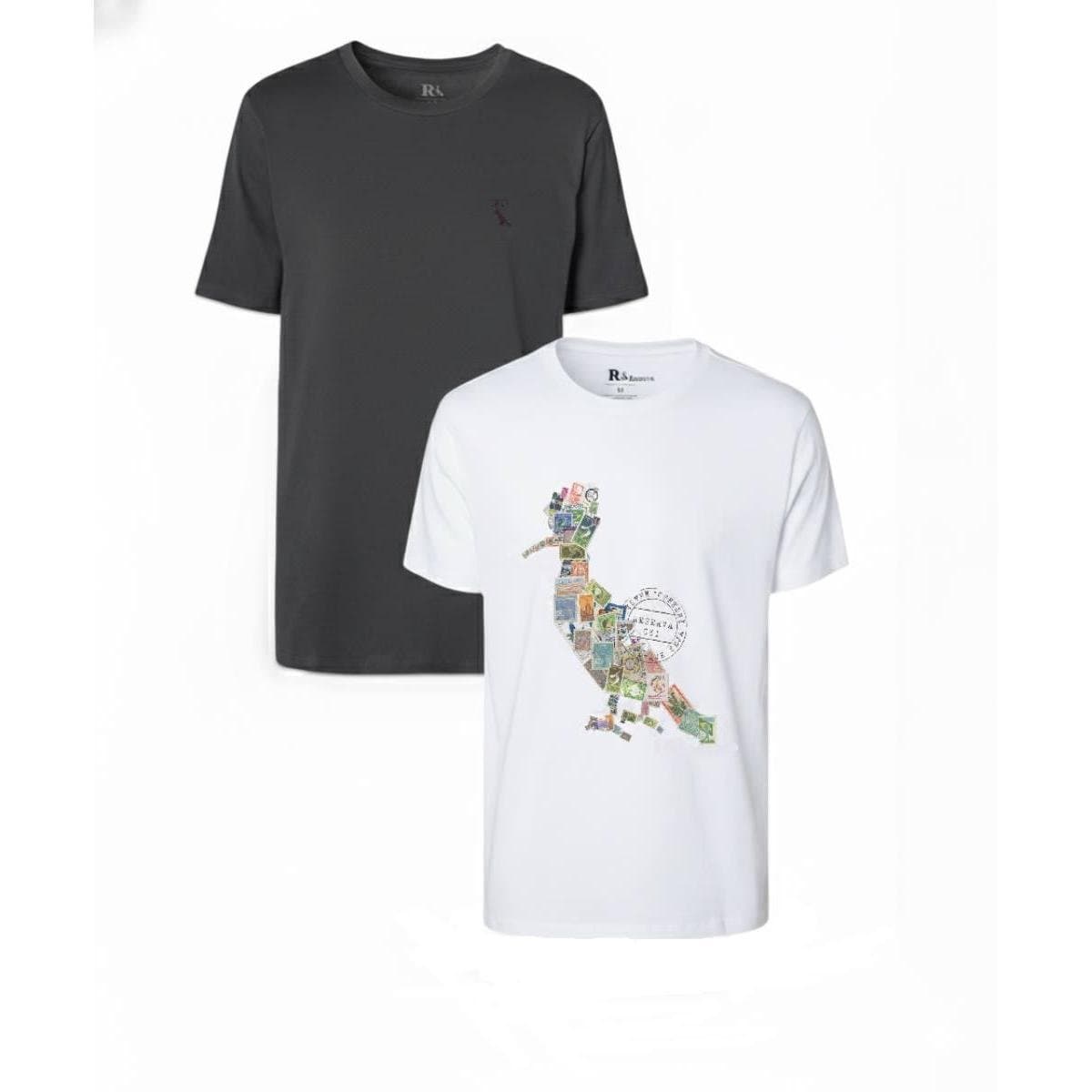 Kit 2 Camisetas Estampa Picapau Selo E Notificacao Reserva Preto branco