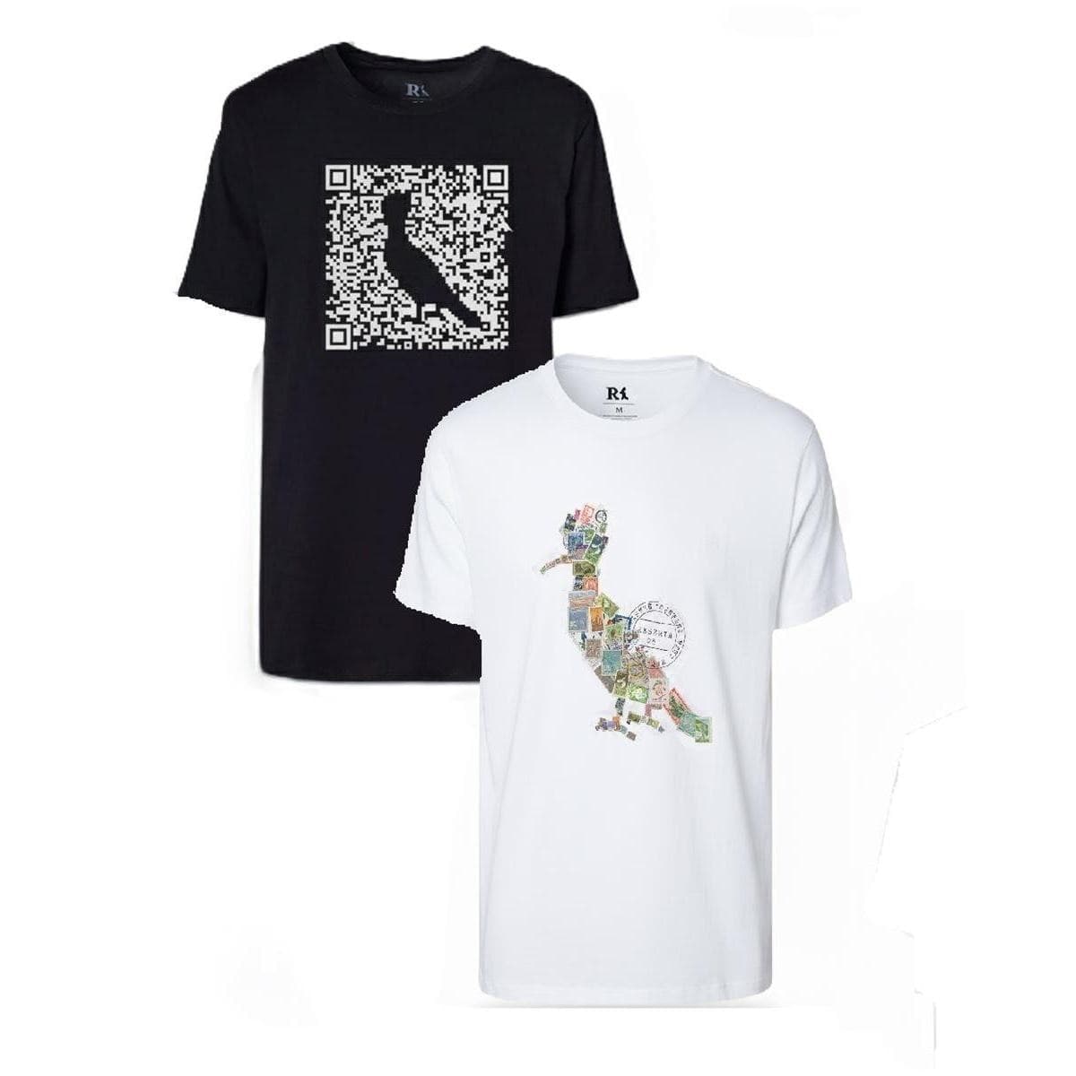 Kit 2 Camisetas Estampada Picapau Selo E Greenk Qrcode Reserva Branco preto