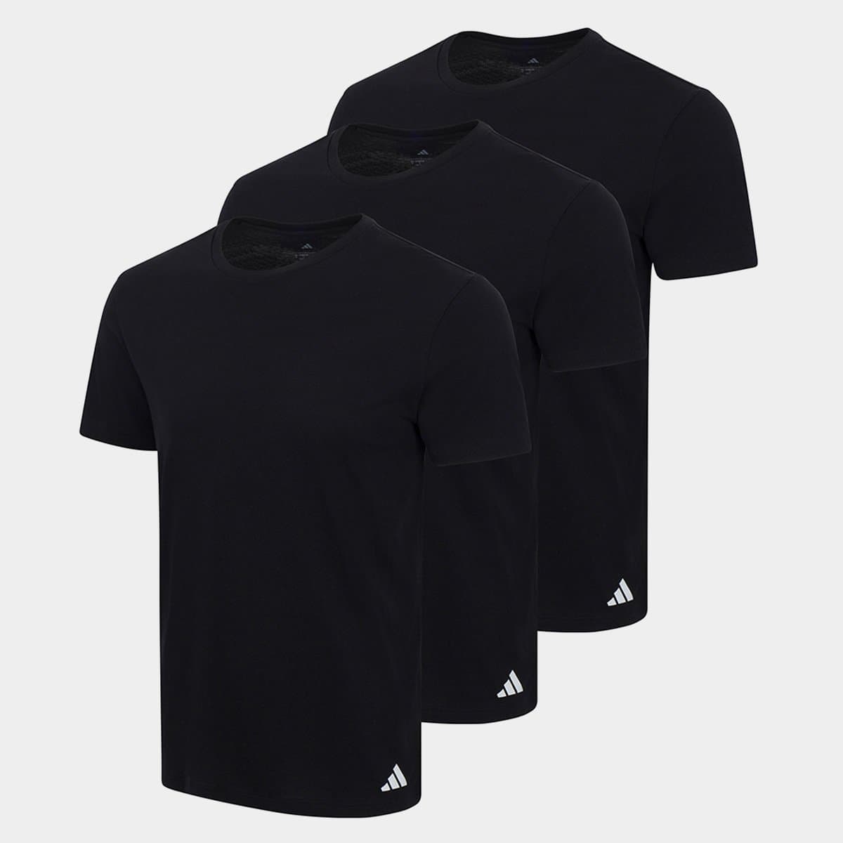 Kit Camiseta Adidas Basicas 3 Pecas Masculino Preto