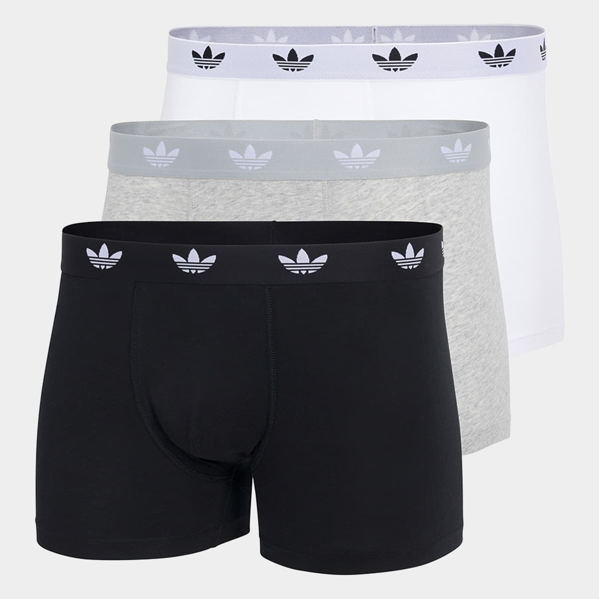 Kit Cueca Adidas Originals C3 Pecas Masculina Branco cinza