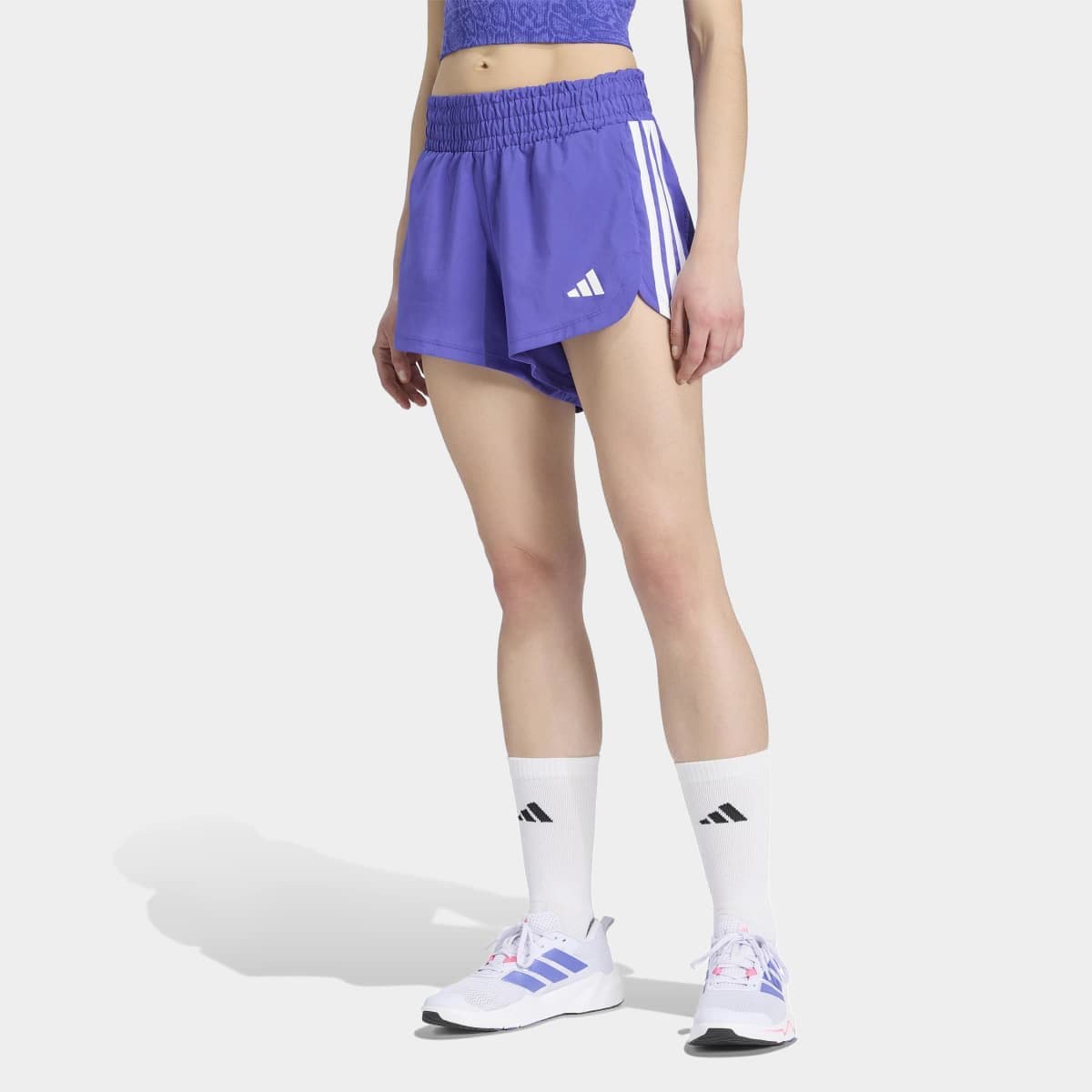 Short Adidas Pacer High Feminino Roxo branco