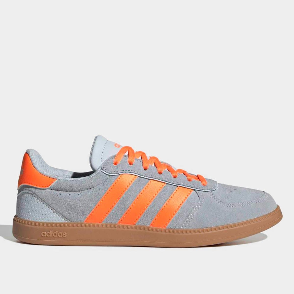 Tenis Adidas Breaknet Sleek Suede Feminino Cinza laranja