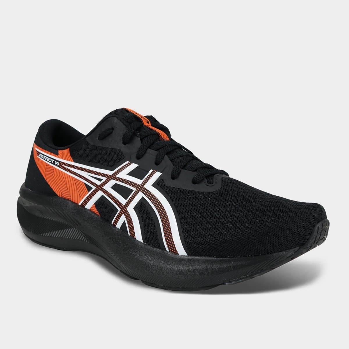 Tenis Asics Patriot 14 Masculino Preto laranja